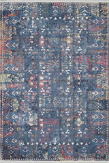Navy Red Distressed Living Room Rug Traditional - Polyester