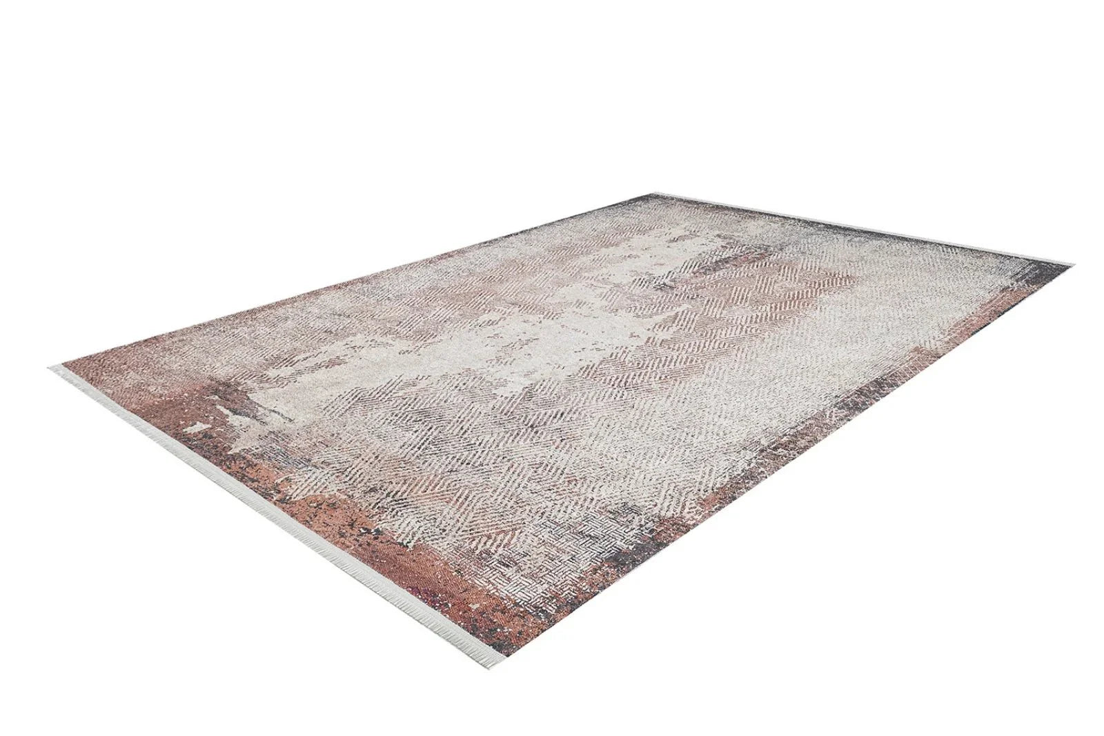 Bej Krem Dokulu Modern Halı - Yıkanabilir - Kaymaz Taban - Pati Dostu