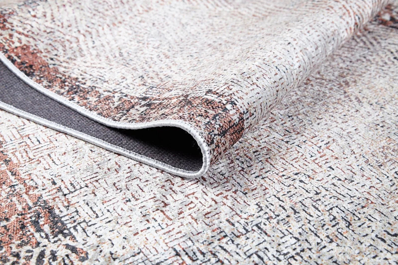 Bej Krem Dokulu Modern Halı - Yıkanabilir - Kaymaz Taban - Pati Dostu
