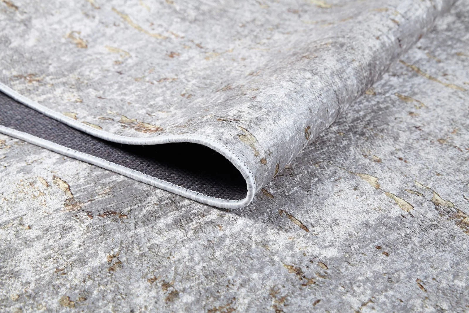 Beyaz Gri Dokulu Minimalist Halı - Yıkanabilir - Kaymaz Taban - Pati Dostu