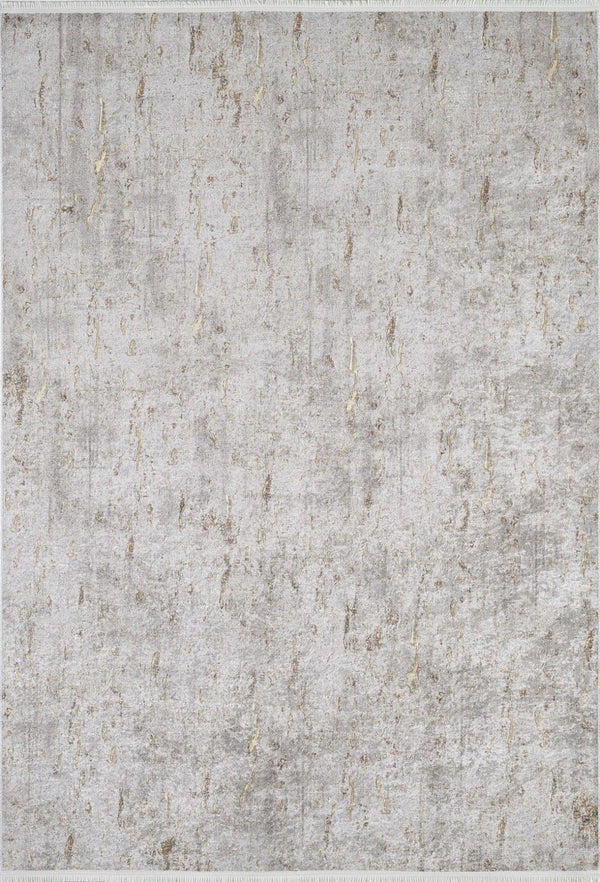 Beyaz Gri Dokulu Minimalist Halı - Yıkanabilir - Kaymaz Taban - Pati Dostu