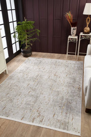 Beyaz Gri Dokulu Minimalist Halı - Yıkanabilir - Kaymaz Taban - Pati Dostu