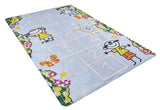 Light Blue Yellow Kids' Room Rug - Polyester Digital Print