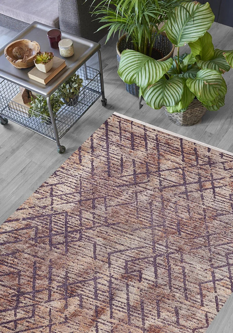 Vizon Geometrik Modern Halı - Yıkanabilir - Kaymaz Taban - Pati Dostu