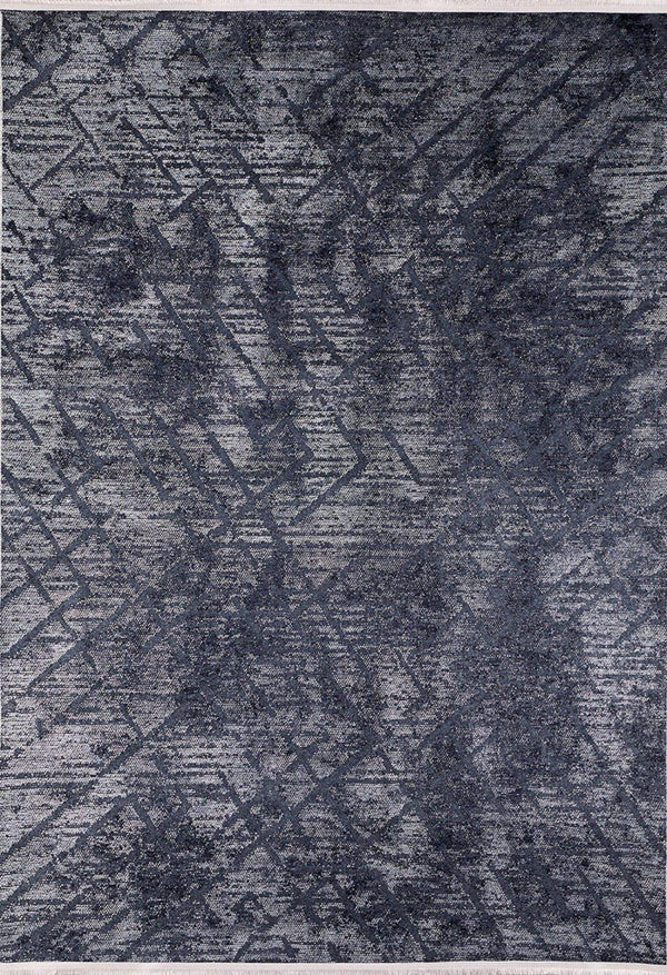 Antrasit Gri Geometrik Modern Halı - Yıkanabilir - Kaymaz Taban - Pati Dostu