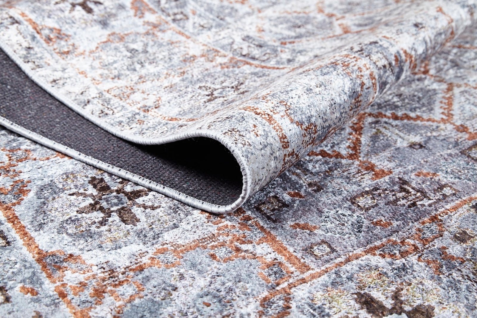 Gri Dokulu Minimalist Halı - Yıkanabilir - Kaymaz Taban - Pati Dostu