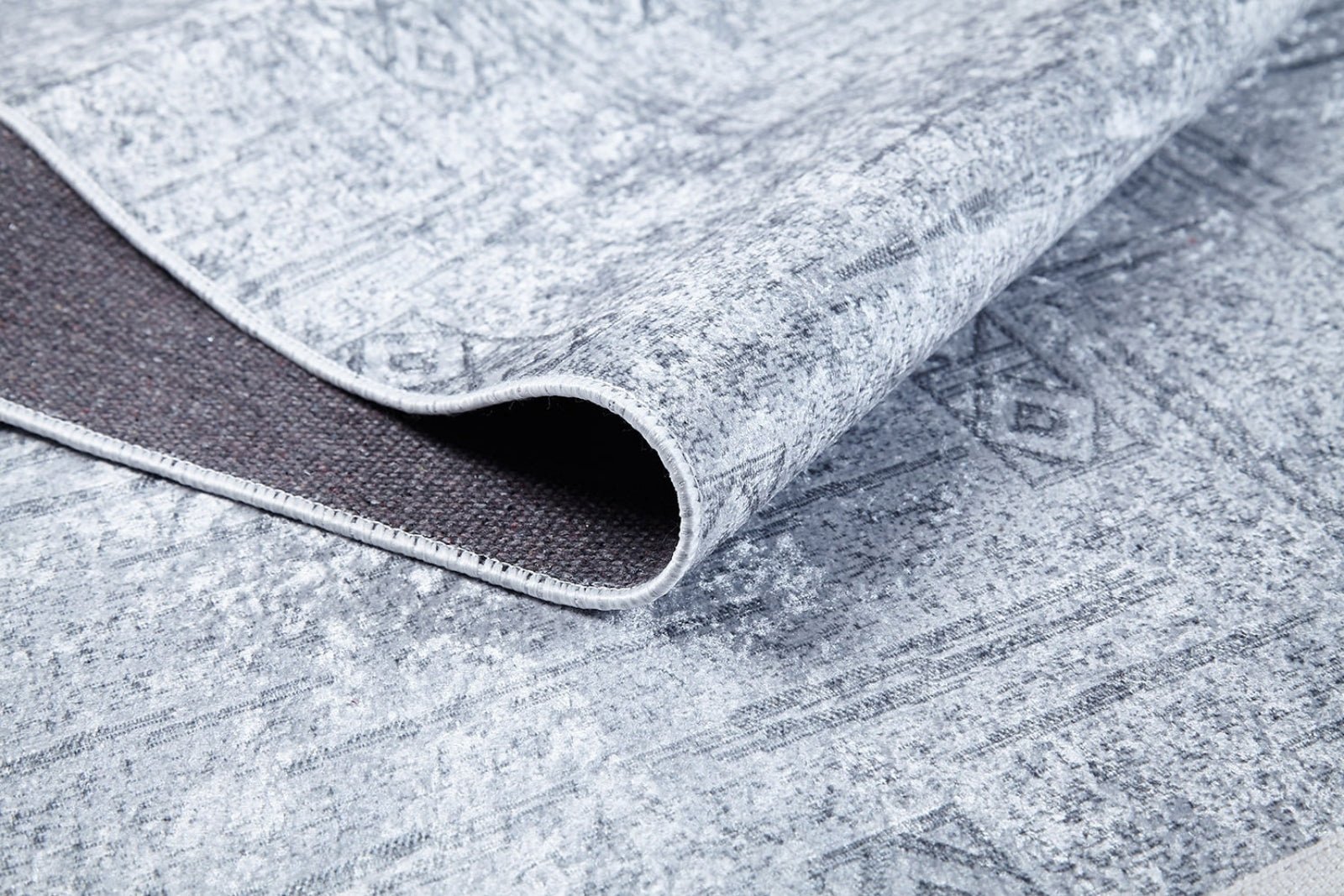 Gri Dokulu Minimalist Halı - Yıkanabilir - Kaymaz Taban - Pati Dostu