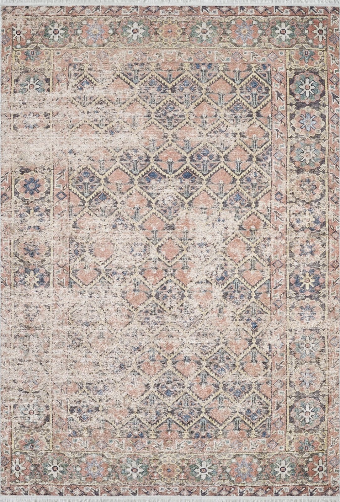 Bej Krem Dokulu Modern Halı - Yıkanabilir - Kaymaz Taban - Pati Dostu