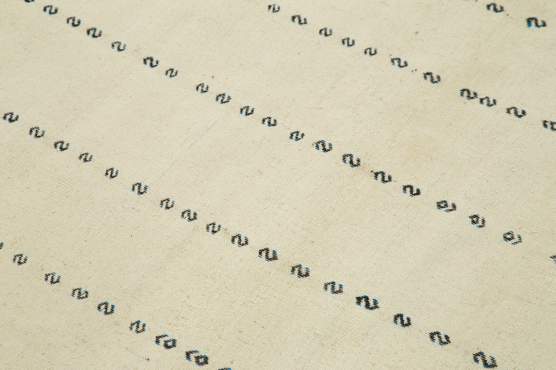 Anatolian Kilim Beyaz Çizgili Pamuk Yün El Dokuma Halısı 136x300 - El Dokuma - HALI.NET