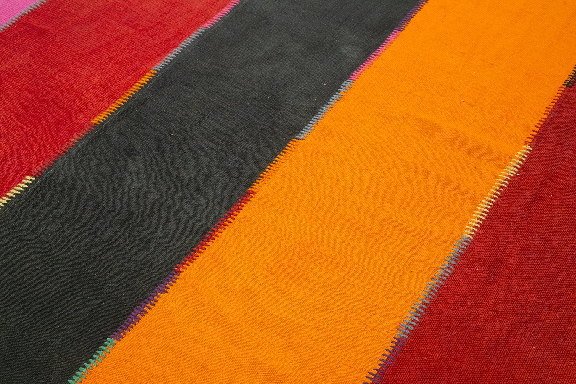 Anatolian Kilim Beyaz Çizgili Pamuk Yün El Dokuma Halısı 204x300 - El Dokuma - HALI.NET