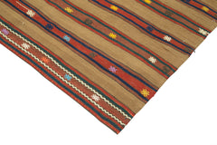 Anatolian Kilim Kahverengi Çizgili Pamuk Yün El Dokuma Halısı 158x258 - El Dokuma - HALI.NET