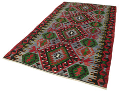 Anatolian Kilim Kırmızı Geometrik Pamuk Yün El Dokuma Halısı 161x290 - El Dokuma - HALI.NET