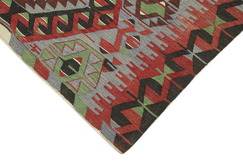 Anatolian Kilim Kırmızı Geometrik Pamuk Yün El Dokuma Halısı 161x309 - El Dokuma - HALI.NET