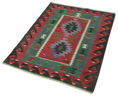 Anatolian Kilim Kırmızı Geometrik Pamuk Yün El Dokuma Halısı 88x123 - El Dokuma - HALI.NET