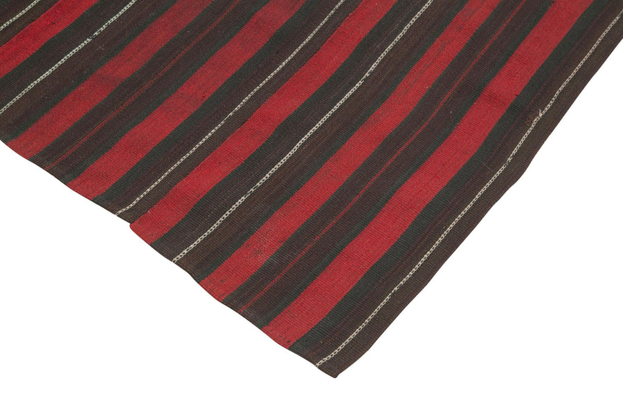 Çizgili Kahverengi Detaylı Kırmızı Kilim Pamuk Yün Karışımlı 23481 – Koridor kullanımı