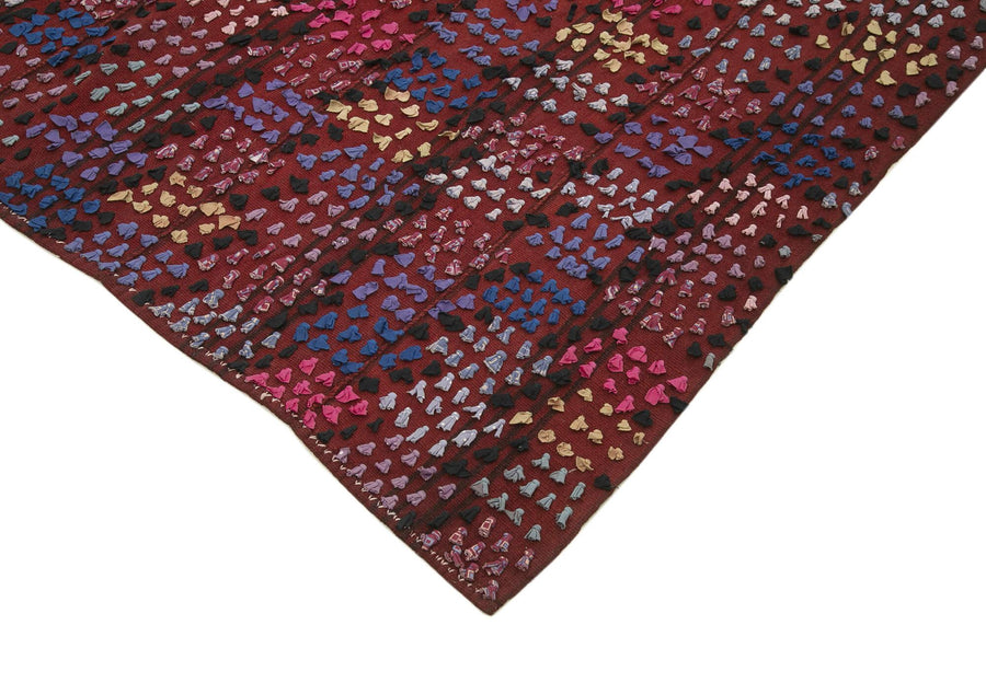 Vintage Teppich Bordeaux mit geometrischem Muster 177x243 cm – im Wohnzimmer