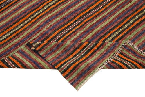 Anatolian Kilim Turuncu Çizgili Pamuk Yün El Dokuma Halısı 148x244 - El Dokuma - HALI.NET