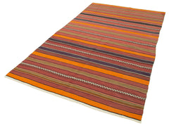 Anatolian Kilim Turuncu Çizgili Pamuk Yün El Dokuma Halısı 153x267 - El Dokuma - HALI.NET