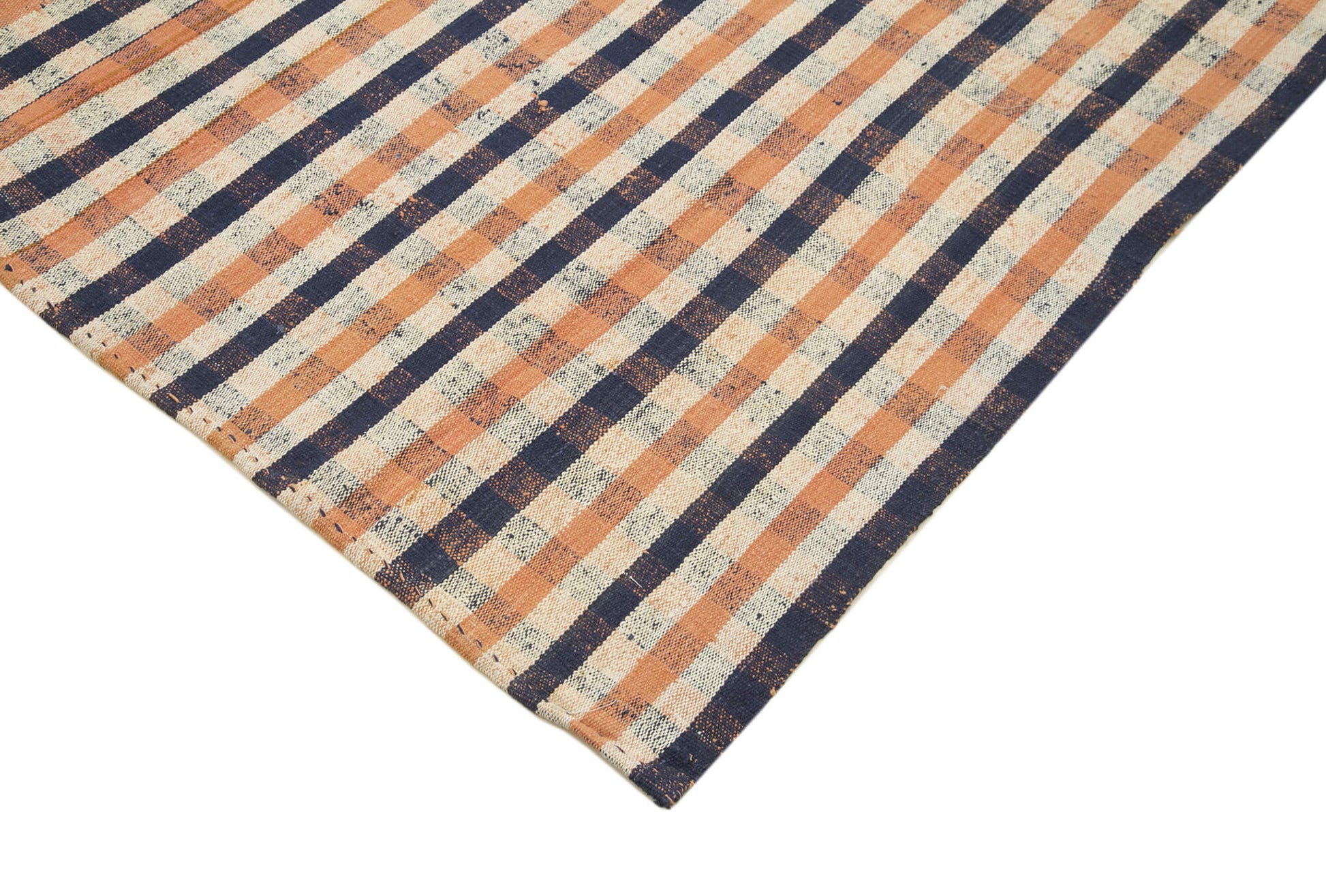 Anatolian Kilim Turuncu Çizgili Pamuk Yün El Dokuma Halısı 210x338 - El Dokuma - HALI.NET