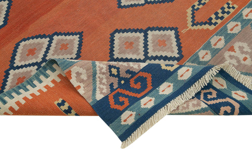 Anatolian Kilim Turuncu Geometrik Pamuk Yün El Dokuma Halısı 108x164 - El Dokuma - HALI.NET