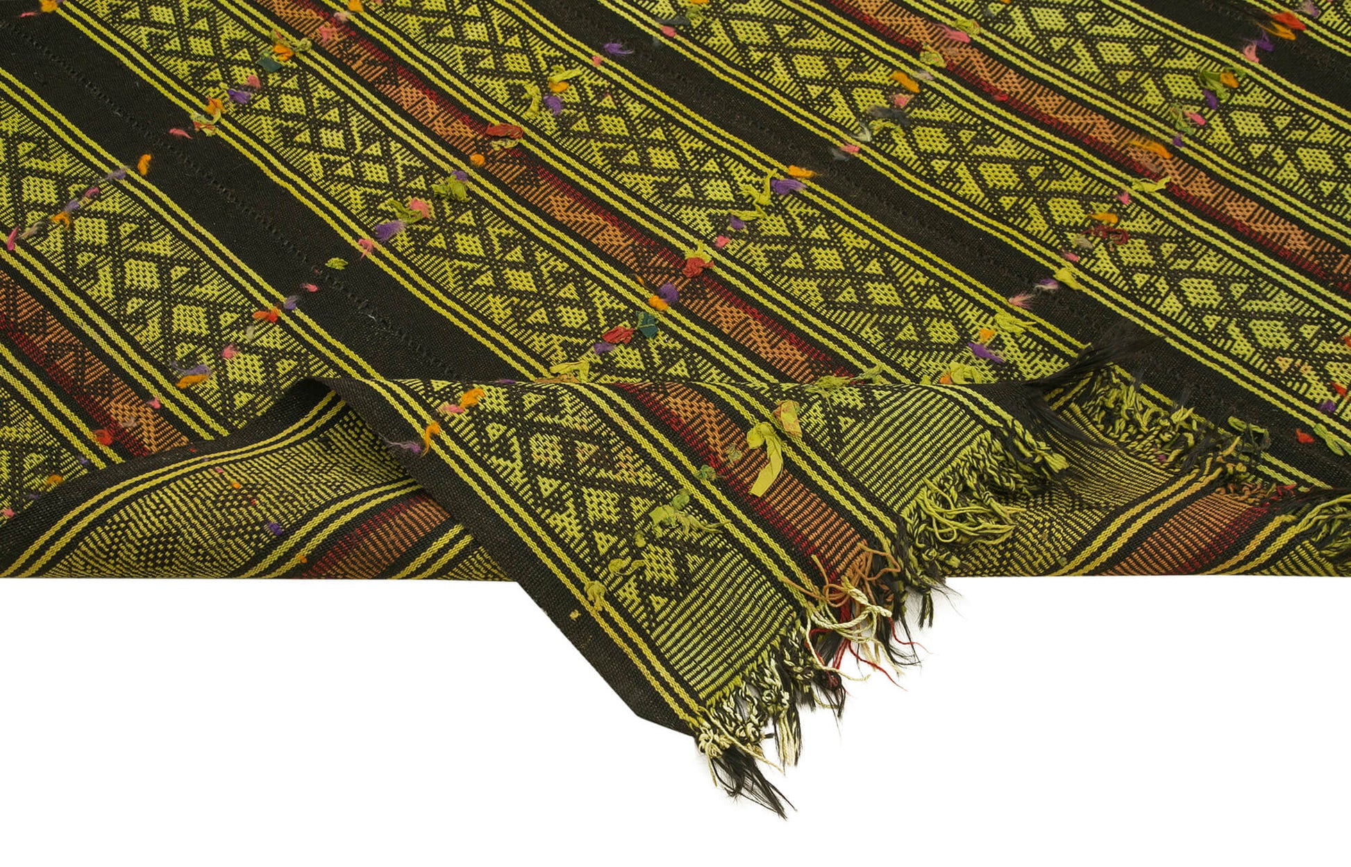 Anatolian Kilim Yeşil Çizgili Pamuk Yün El Dokuma Halısı 190x220 - El Dokuma - HALI.NET