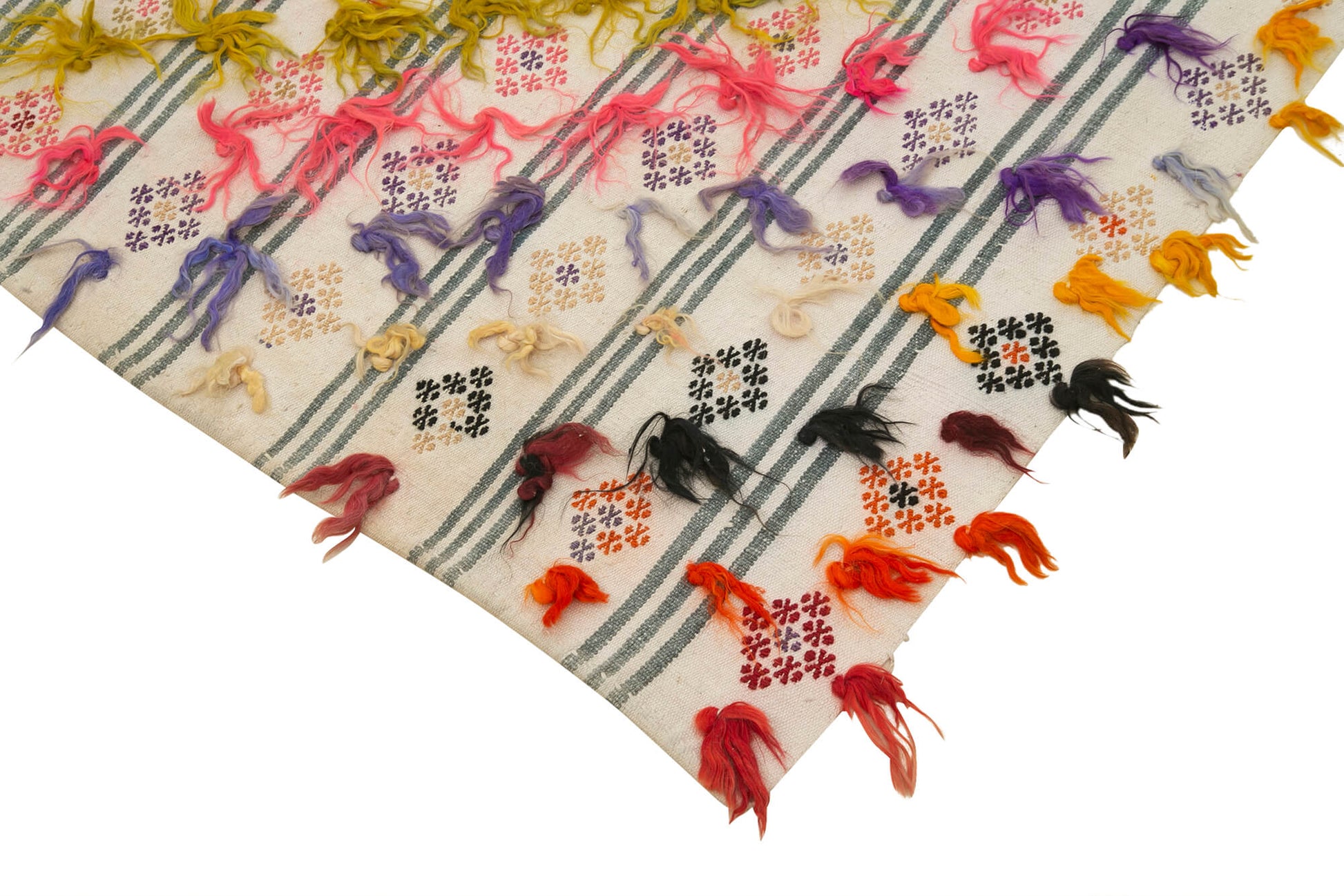 Anatolian Runner Bej Çizgili Pamuk Yün El Dokuma Halısı 101x328 - El Dokuma - HALI.NET