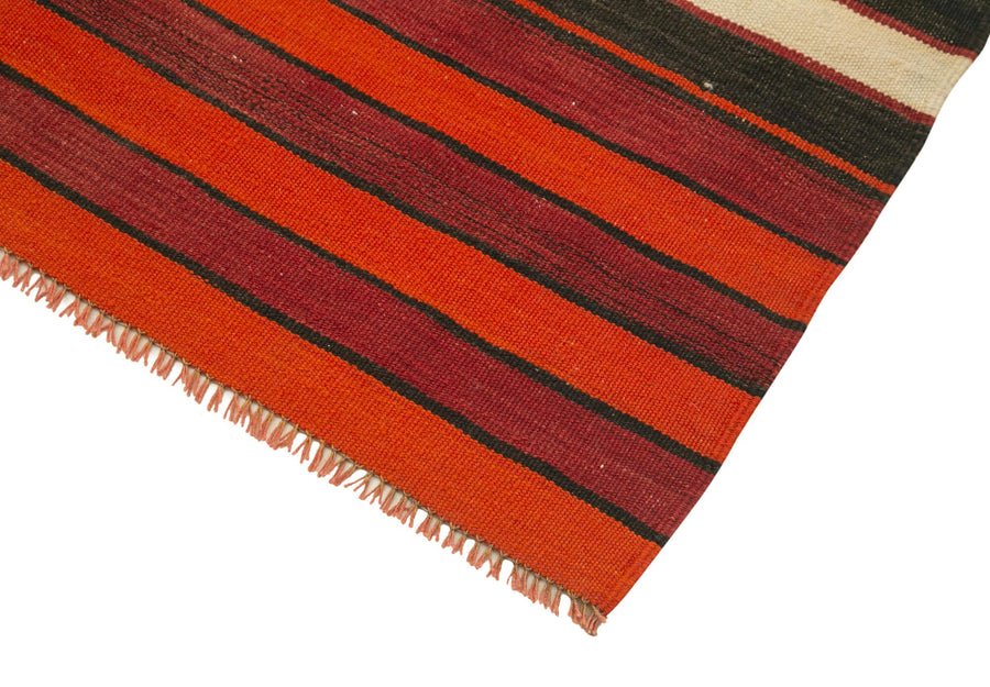 Orange & Red Striped Modern Kilim Runner Rug 82x327 cm (2'8" x 10'9") – in the hallway