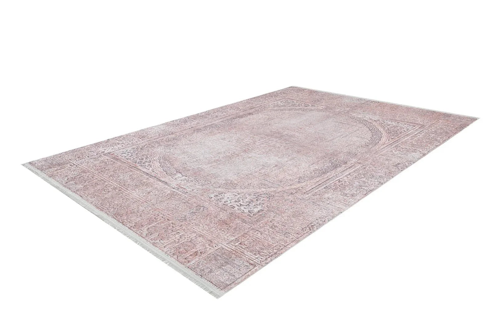Pudra Klasik Minimalist Halı - Yıkanabilir - Kaymaz Taban - Pati Dostu