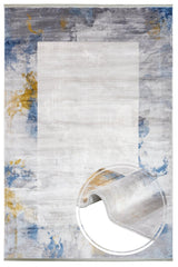 Gray Blue Modern Living Room Rug - Polyester Machine Woven