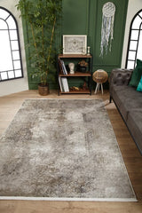 Beige Grey Distressed Living Room Rug Abstract - Polyester