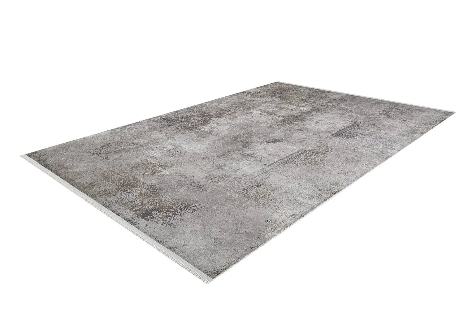 Gri Vizon Dokulu Minimalist Halı - Yıkanabilir - Kaymaz Taban - Pati Dostu