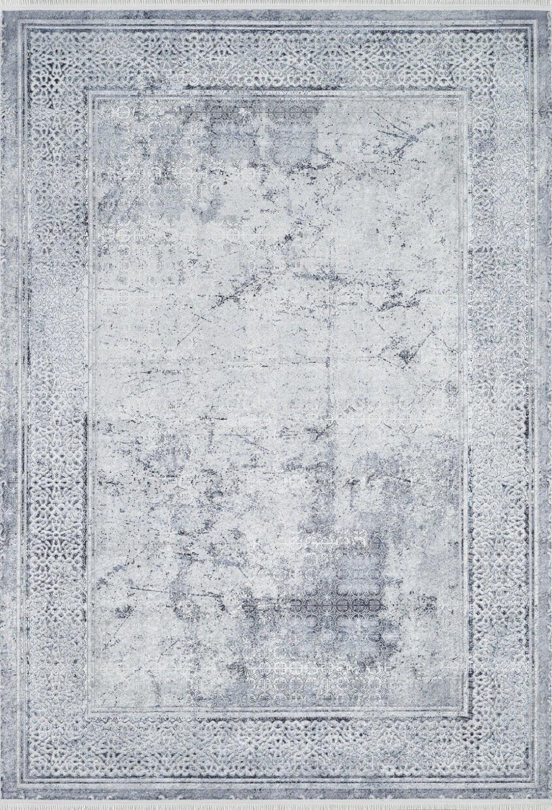 Beyaz Gri Dokulu Minimalist Halı - Yıkanabilir - Kaymaz Taban - Pati Dostu