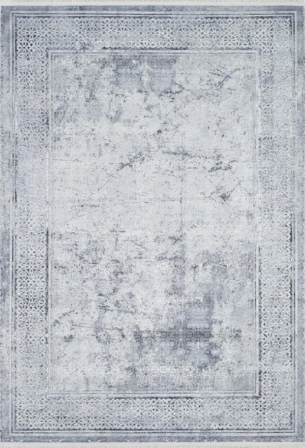 Beyaz Gri Dokulu Minimalist Halı - Yıkanabilir - Kaymaz Taban - Pati Dostu