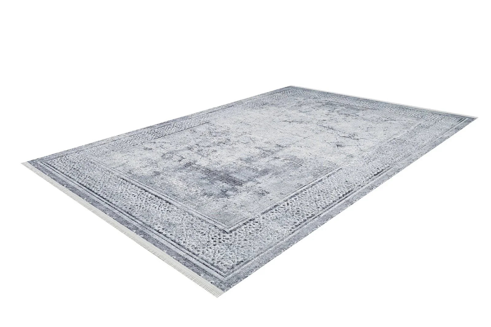 Beyaz Gri Dokulu Minimalist Halı - Yıkanabilir - Kaymaz Taban - Pati Dostu