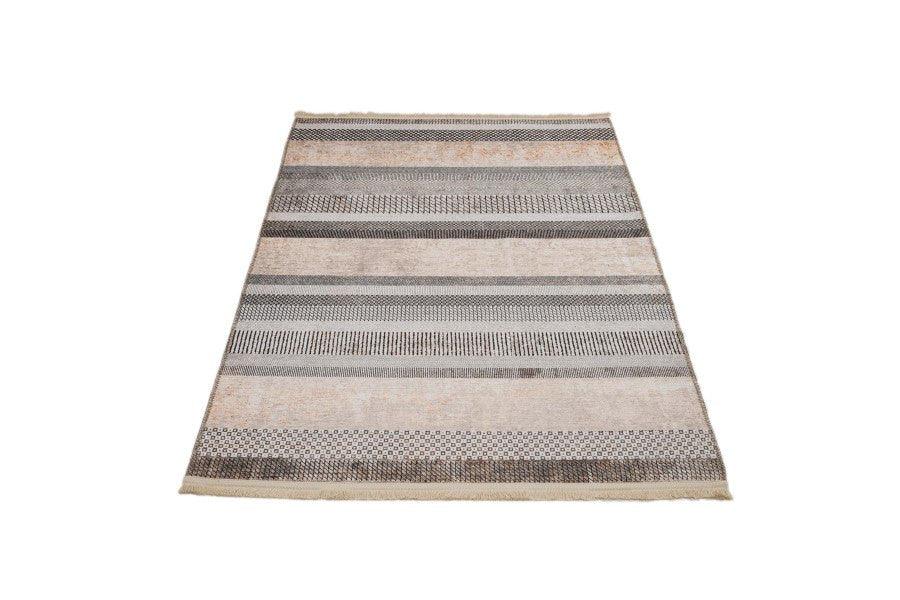Bej Gri Minimalist Modern Halı - Yıkanabilir - Kaymaz Taban - Pati Dostu