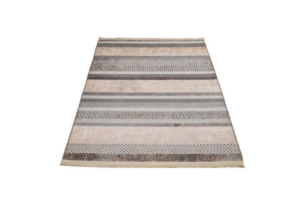 Bej Gri Minimalist Modern Halı - Yıkanabilir - Kaymaz Taban - Pati Dostu