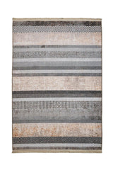 Beige Grey Modern Striped Living Room Rug - Cotton