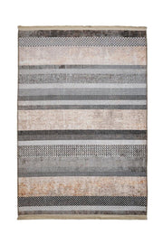 Bej Gri Minimalist Modern Halı - Yıkanabilir - Kaymaz Taban - Pati Dostu
