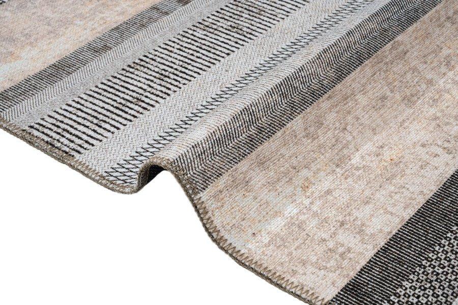 Bej Gri Minimalist Modern Halı - Yıkanabilir - Kaymaz Taban - Pati Dostu