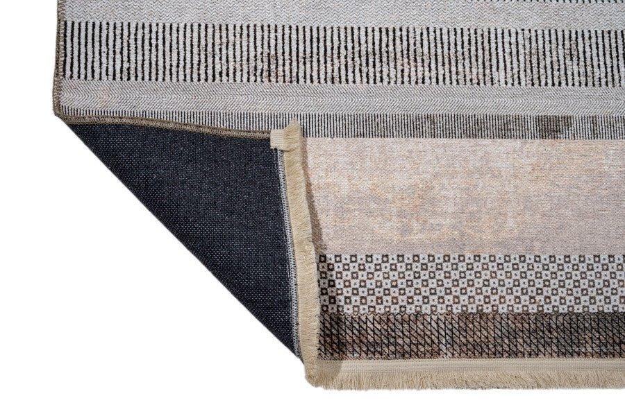 Bej Gri Minimalist Modern Halı - Yıkanabilir - Kaymaz Taban - Pati Dostu