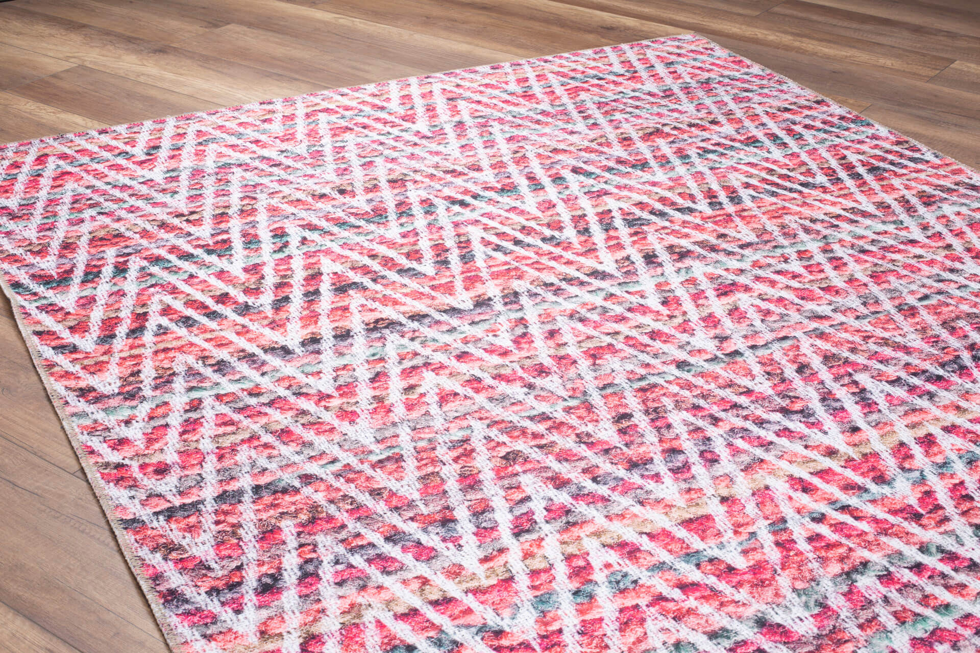 Caluire-et-Cuire Pembe Geometrik Pamuk Dijital Baskı Dekoratif Halı Artloop