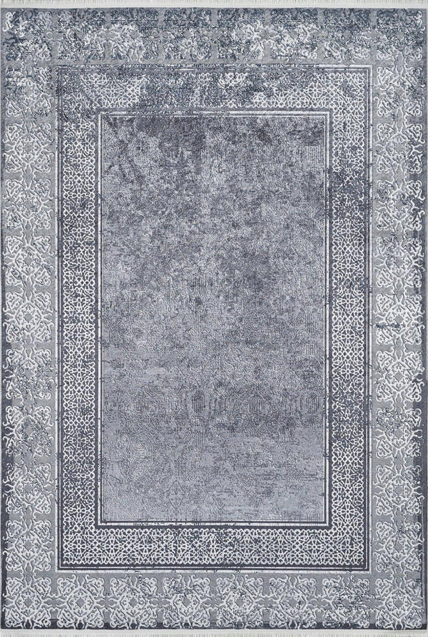 Antrasit Gri Bordürlü Minimalist Halı - Yıkanabilir - Kaymaz Taban - Pati Dostu