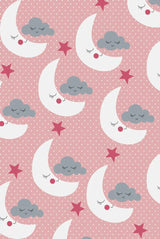 Pink White Children's Room Rug - Polyester Digital Print
