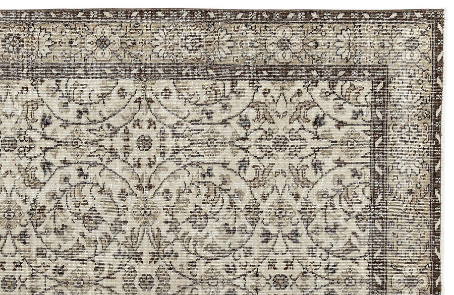 Bej El Dokuma Halı Kahverengi Çiçek Desenli 162x277 cm 10061 – Oturma odası kullanımı
