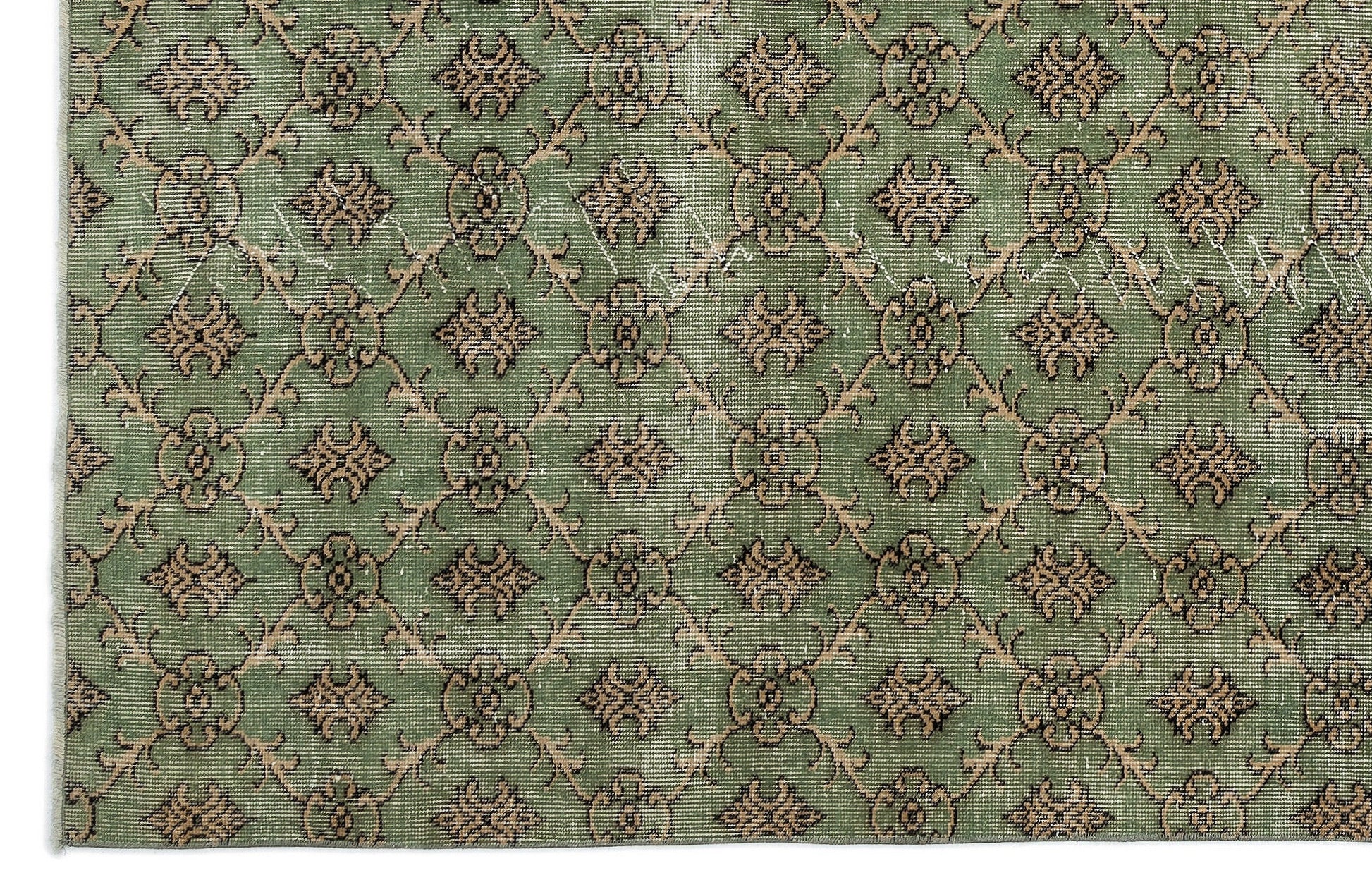 Atina 10248 Yeşil Eskitme Yün El Dokuma Halısı 186 x 280 - El Dokuma - HALI.NET