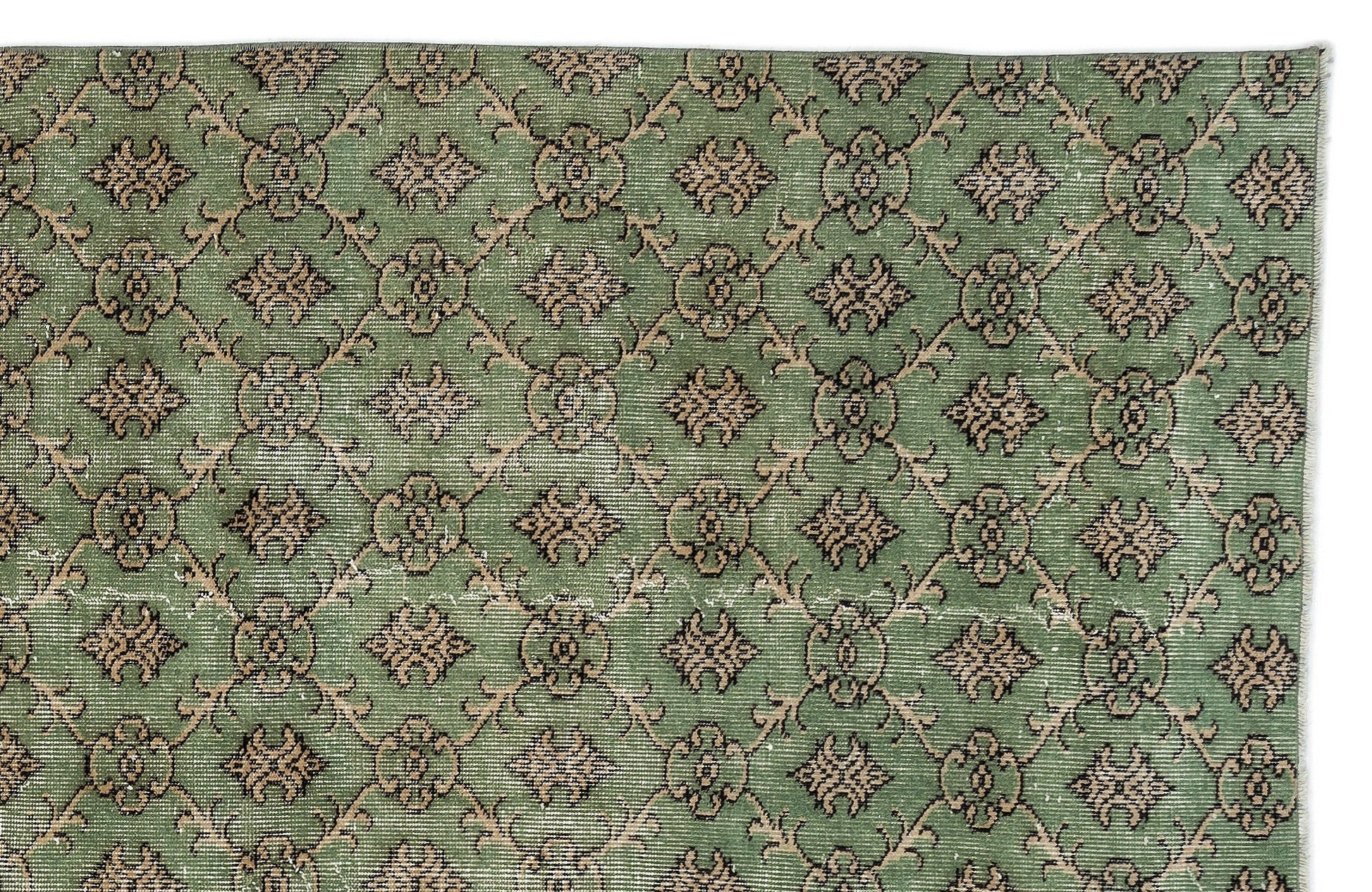 Atina 10248 Yeşil Eskitme Yün El Dokuma Halısı 186 x 280 - El Dokuma - HALI.NET