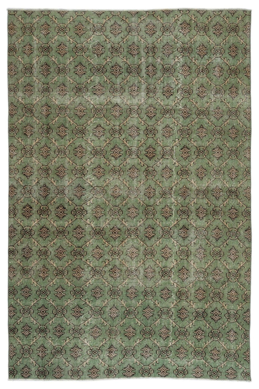 Bej Beyaz Anadolu Eskitme Geometrik Yün Halı 186x280 - Özel Seri
