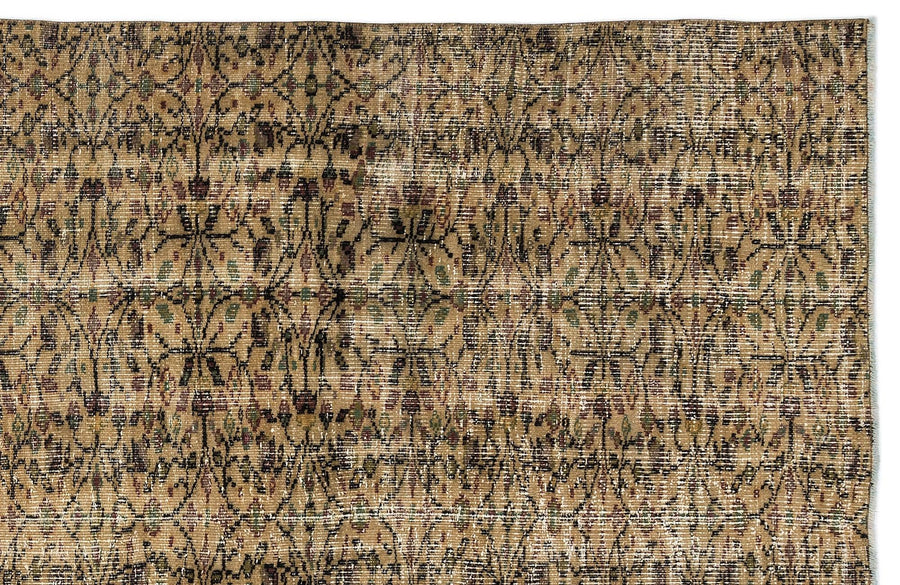 Geometric Beige & Brown Hand-Knotted Wool Rug 160x277 cm (5'3" x 9'1") – in the living room