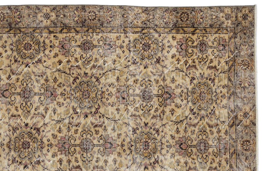 Bej El Dokuma Halı Kahverengi Saçaksız Çiçek Desenli 165x272 cm 10383 – Oturma odası kullanımı