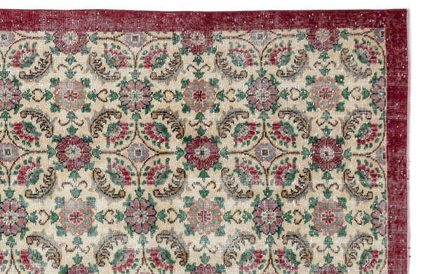 Bej Krem Anadolu Eskitme Geometrik Yün Halı 195x317 - Özel Seri
